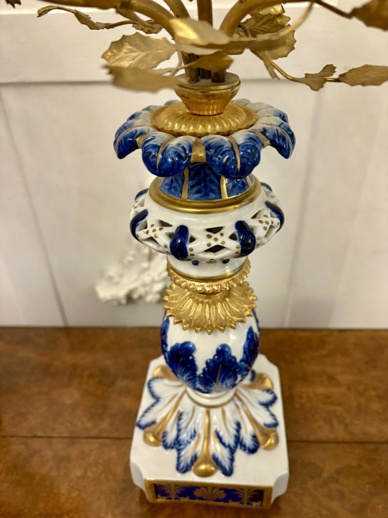 Outstanding Quality Large Antique Victorian French Porcelain and Gilded Metal Clock Set - Image 5